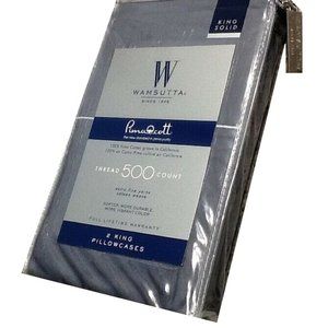 new GRAY DENIM-colored Wamsutta 500 Thread Count 100% Cotton KING Pillowcases